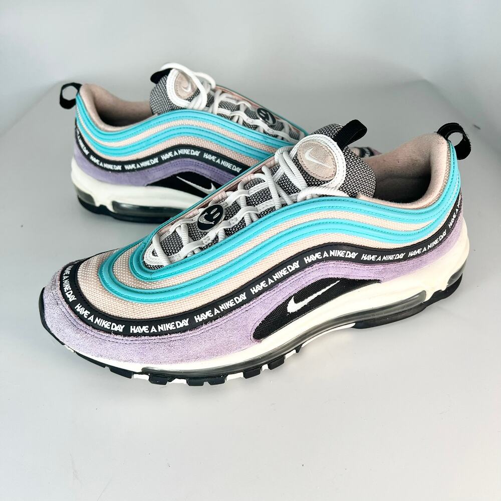 Nike Air Max 97 Have a Nice Day Sneakers Athletic Gym Purple Turquoise Men 13